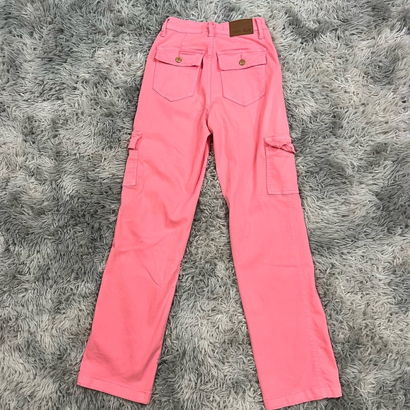 Judy Blue High Rise Pink Garment Dyed Cargo Straight Leg Jeans - Picture 3 of 4